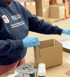 Body care orders being packed for shipping
